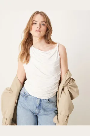 Abercrombie & Fitch Top color drapeado y ceñido con detalle retorcido de -Blanco