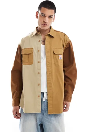 Wrangler Camisa color tostado holgada de estilo worker con diseño color block de sarga Casey Jones de -Marrón