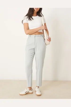 Abercrombie & Fitch Pantalones grises clásicos de corte cigarette y talle alto de