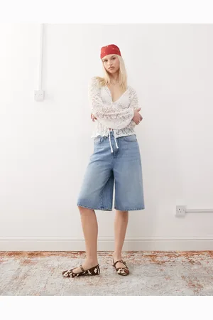 Reclaimed Blusa blanca de estilo wéstern de encaje de -Blanco