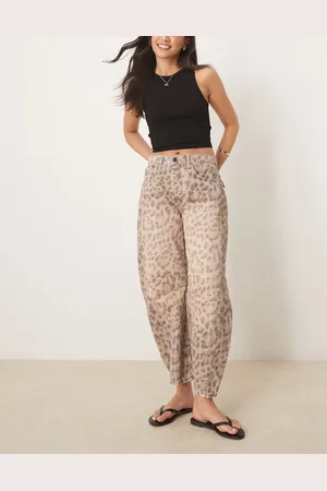 Free People Vaqueros beis de pernera barrel con estampado de leopardo Good Luck de -Neutro