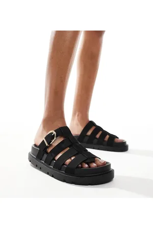 New Look Mules negras de estilo romano con suela gruesa de