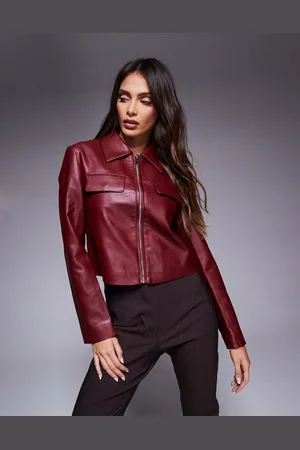 River Island Chaqueta bomber corta burdeos de poliuretano de -Rojo