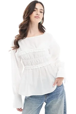 ASOS Blusa blanco con panel fruncido en el busto de algodón de