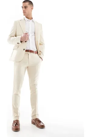 ASOS Pantalones de traje color de corte pitillo de mezcla de lana de -Neutro