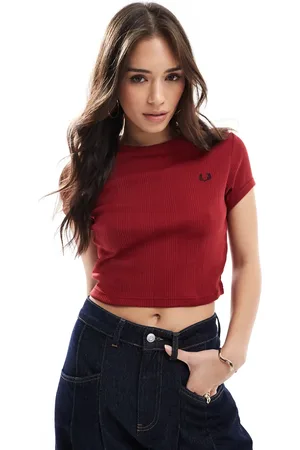 Fred Perry Camiseta corta roja de canalé de