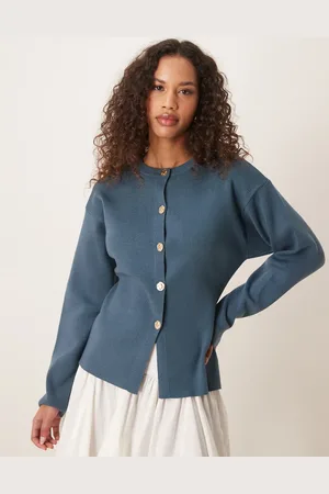 ASOS Cárdigan estructurado con cuello redondo y botones dorados de punto de