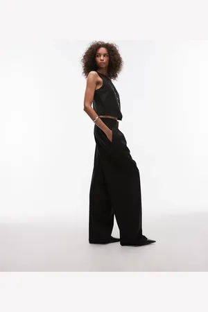 MANGO Pantalones negros de pernera recta holgada de (parte de un conjunto)
