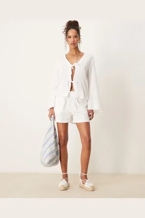 JDY Pantalones cortos blancos de bambula de (parte de un conjunto)