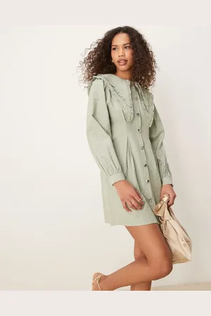 Ghospell Vestido corto con solapas extragrandes de