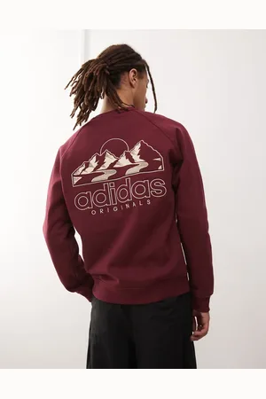 adidas Sudadera burdeos con estampado gráfico de montaña de -Rojo