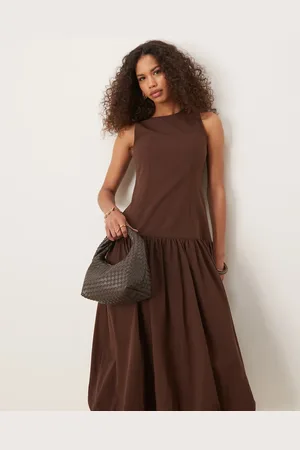 Ghospell Vestido midi con bajo caído de