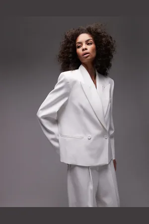 MANGO Americana corta blanca de corte cuadrado Capsule de (parte de un conjunto)