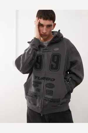 A Bathing Ape Sudadera gris oscuro lavado de estilo motocross con capucha de
