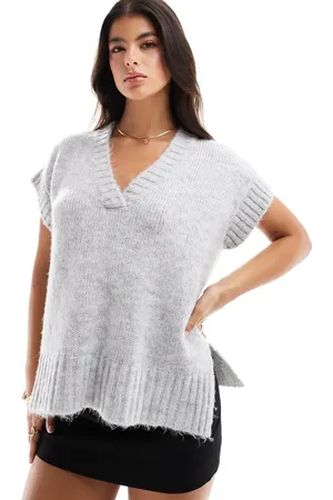 Miss Selfridge Chaleco gris jaspeado de punto de