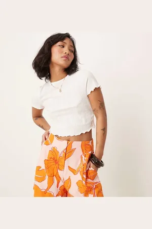 ASOS Pantalones cortos de sastre de talle alto con y detalle de costuras de mezcla de lino de ASOS DESIGN Petite-Multicolor