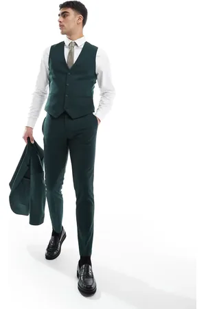 ASOS Chaleco de traje verde oscuro entallado de
