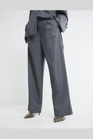 River Island Pantalones de sastre grises de pernera ancha de (parte de un conjunto)