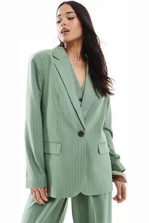 VERO MODA Americana verde extragrande con raya diplomática Mix & Match de (parte de un conjunto)