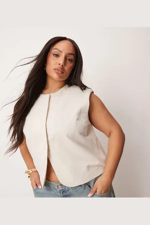 ASOS Chaleco color de corte cuadrado con abertura de Curve-Neutro