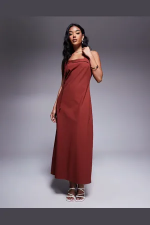 ASOS Vestido largo con cuello halter y detalle anudado de