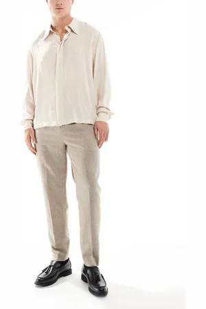ASOS Pantalones de vestir color de corte tapered de mezcla de lana de -Neutro