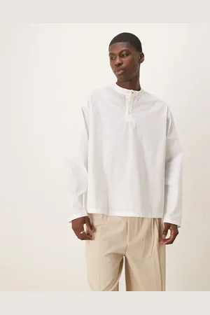 ASOS Camisa blanca de corte cuadrado extragrande con cuello panadero de