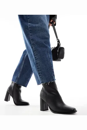 London Rebel Botines negros de tacón grueso Maddie de