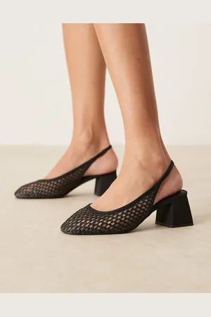 ASOS Zapatos negros destalonados de tacón medio con diseño entretejido Sugar de