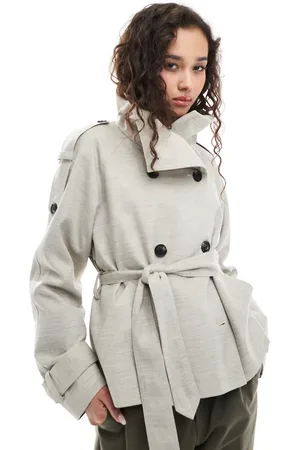 ASOS Gabardina corta color de lino de -Neutro