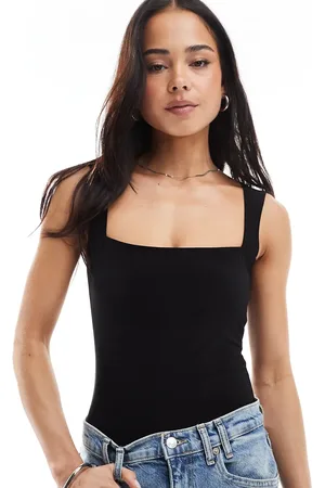 Miss Selfridge Body con cuello cuadrado de tejido suave de
