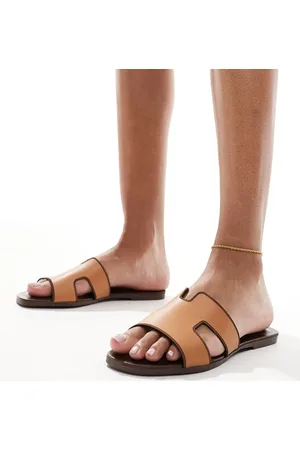 Schuh Sandalias tostadas planas de cuero Tandra de -Marrón