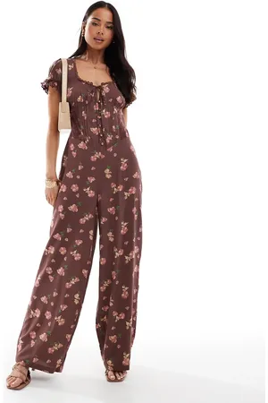 ASOS Mono largo color , cintura estilo corsé y ribete de fibras hiladas de encaje de -Multicolor