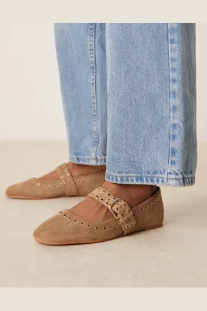 ASOS Bailarinas color topo estilo merceditas de ante con corchetes Larson de -Verde