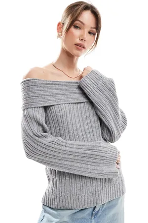 Pimkie Jersey con escote Bardot y mangas anchas de canalé de