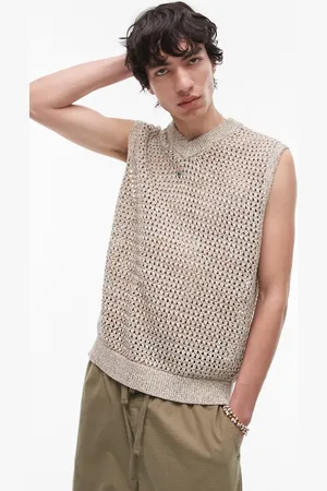 Topman Chaleco color de croché de hilo retorcido de -Neutro