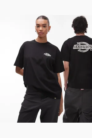 Dickies Camiseta negra con estampado del logo efecto madera en la espalda de
