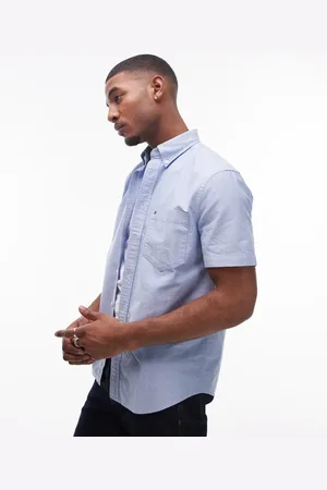 Tommy Hilfiger Camisa Oxford azul pálido de manga corta Heritage de