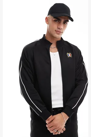 Cotton On Chaqueta negra de estilo deportivo con cremallera de tricot de Cotton On