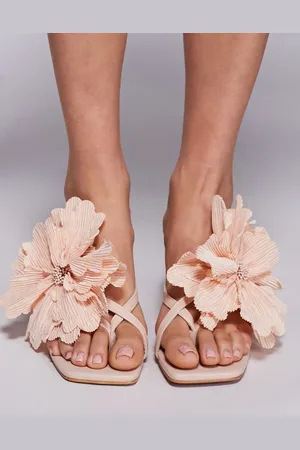 Public Desire Sandalias color de tacón medio con diseño de flores Varley de -Naranja