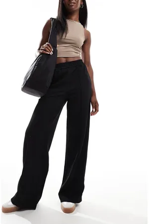 VILA Pantalones negros de pernera ancha con pinzas de