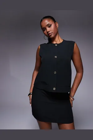 ASOS Chaleco de corte cuadrado con botones dorados de (parte de un conjunto)