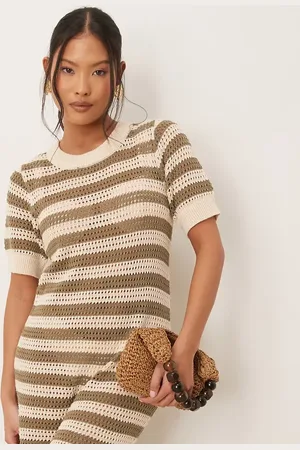 JDY Vestido midi a rayas de croché de -Neutro