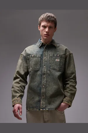 Dickies Camisa vaquera azul añil de manga larga con lavado descolorido Houston de