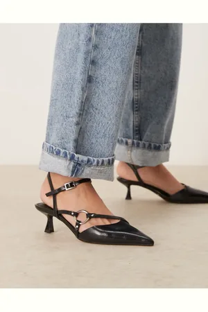 ASOS Zapatos negros de tacón bajo con detalle de anilla Sissi de
