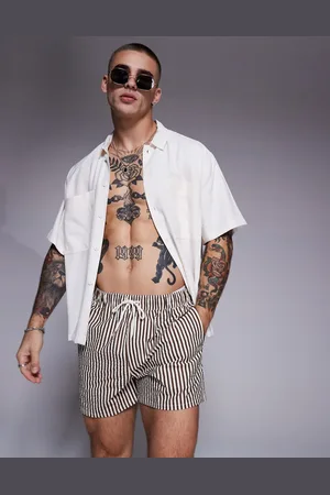 ASOS Shorts de baño cortos marrones a rayas de sirsaca de