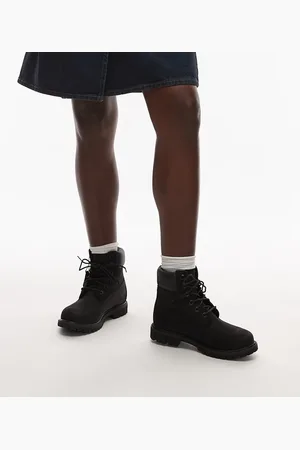 Timberland Botas de 6" negras de nobuk premium de