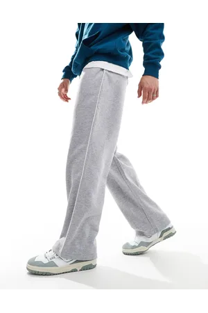 ASOS Joggers gris jaspeado de pernera recta con banda lateral blanca de