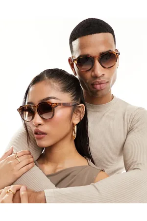 AJ Morgan Gafas de sol redondeadas con montura hexagonal de carey de