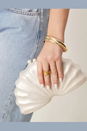 ASOS Clutch color nacarado texturizado con cadena extraíble de -Blanco